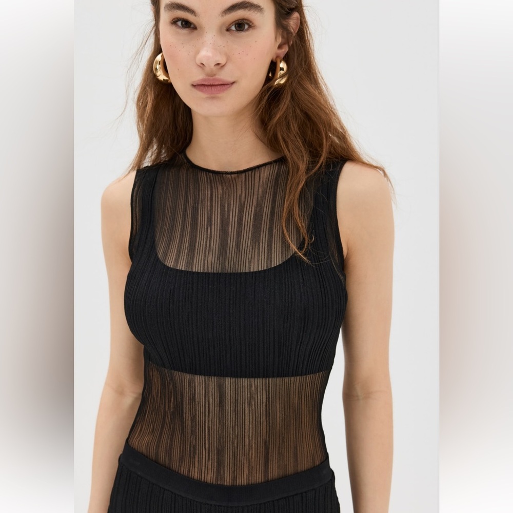 Simkhai Oakley Black Ribbed Tank Bralette